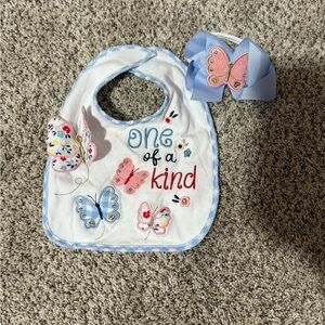 Source Unknown Butterfly Bib and Headband Set - Blue and Pink